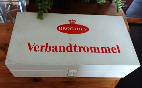 Grote lege verbandtrommel Brocades wit metaal industrieel 50, Antiek en Kunst, Curiosa en Brocante, Ophalen of Verzenden