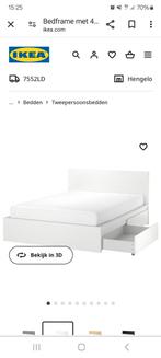 Malm Ikea Bed, Huis en Inrichting, Slaapkamer | Bedden, 140 cm, Wit, Zo goed als nieuw, Hout