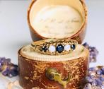 Gouden vintage ring opaal saffier maat 17,5, Goud, 17 tot 18, Ophalen of Verzenden, Dame