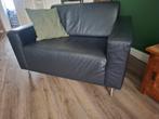 Loveseat zwart leer, Huis en Inrichting, Ophalen of Verzenden, Zo goed als nieuw, Leer