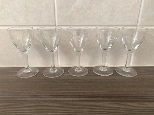 5x mooi gegraveerd borrelglaasje, Verzamelen, Glas en Borrelglaasjes, Zo goed als nieuw, Borrel- of Shotglas, Ophalen of Verzenden
