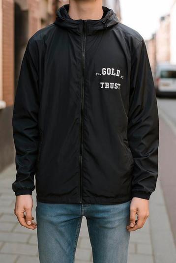 Dubbelzijdige Windbreaker – In Gold We Trust – Maat L beschikbaar voor biedingen