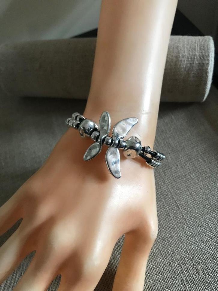 Zamak armband (32) vlinder - libelle, Sieraden, Tassen en Uiterlijk, Armbanden, Nieuw, Overige materialen, Zilver, Met bedels of kralen