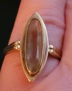 MOET WEG:Vintage ring,585 goud, geslepen rookkwarts +/-18,75, 18 tot 19, Verzenden, Zo goed als nieuw, Dame
