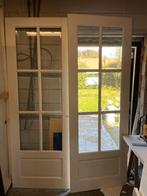 Twee openslaande binnendeuren met facetgeslepen ruiten, Ophalen, Gebruikt, 80 tot 100 cm, 215 cm of meer