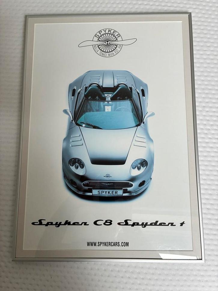 Spyker C8 Spyder Poster - Ingelijst!, Antiek en Kunst, Kunst | Overige Kunst, Ophalen of Verzenden