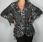 Ambria Ruffle Blouse – Black/Grey Animal Print (EU 40 / US 8, Verzenden, Maat 42/44 (L), Ambria, Zo goed als nieuw