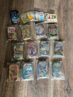 Pokemon tin gevuld met minimaal 55 kaarten, Ophalen of Verzenden, Zo goed als nieuw, Meerdere kaarten
