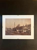 Ingelijste foto eerste station Deventer HIJSM, Ophalen of Verzenden, Gebruikt, Trein