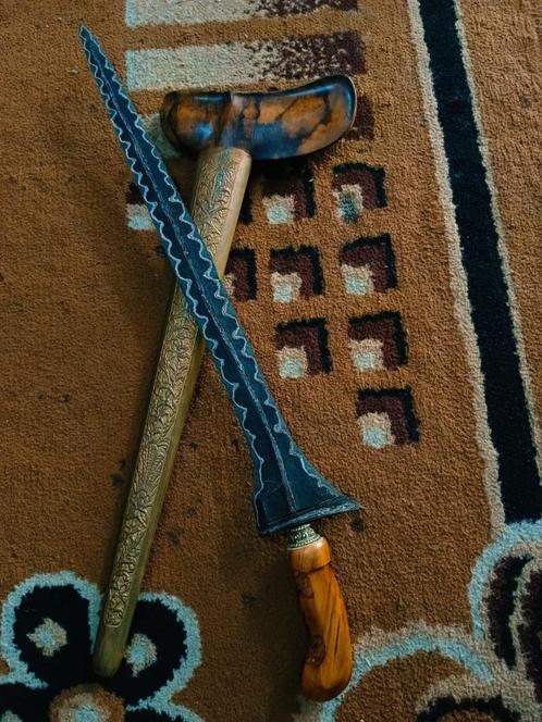 Antieke Keris Tilam Uph Pamor Dadung Muntir Wengkon SVC94, Antiek en Kunst, Kunst | Niet-Westerse kunst, Verzenden