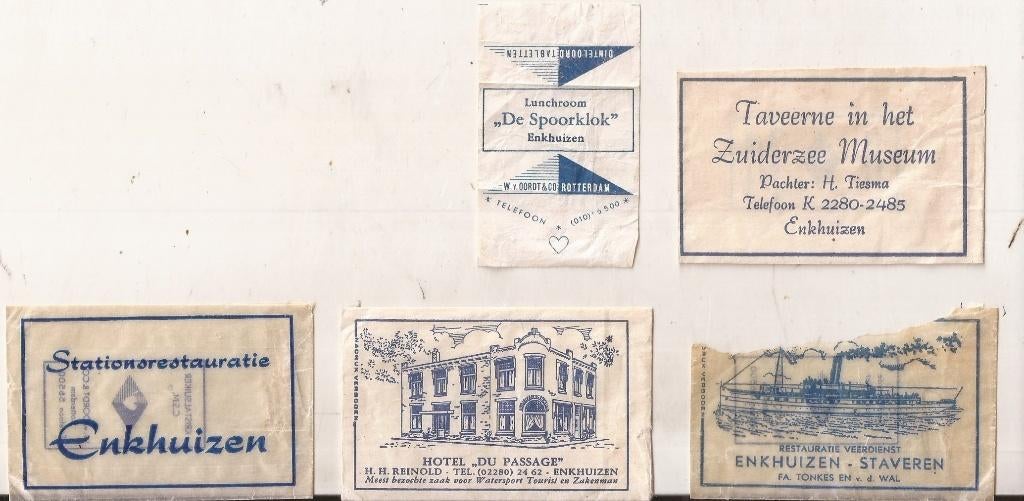 Enkhuizen 5 x suikerzakjes 50/60 er jaren, Verzamelen, Ophalen of Verzenden, Nederland