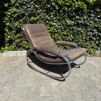 Vintage design leren schommelstoel chroom, Ophalen, Gebruikt