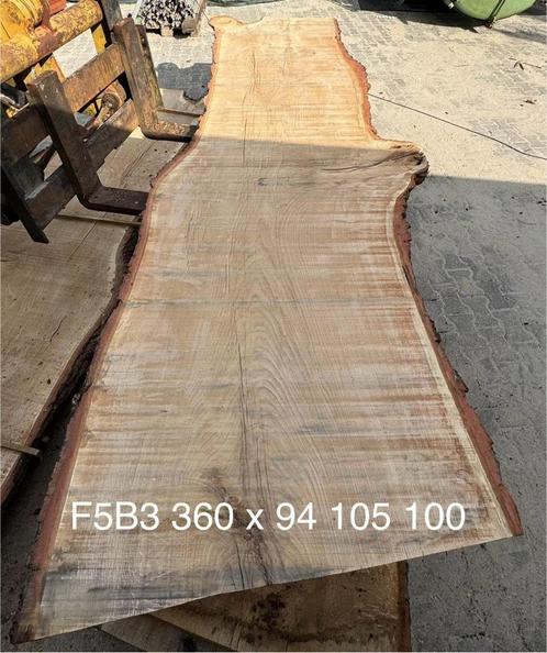 Eiken tafelbladen met boomrand tuintafel uniek monoliet, Tuin en Terras, Tuintafels, Nieuw, Rechthoekig, Hout, Ophalen