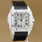 Cartier Santos 100 Xl 2656 Full Diamonds, Sieraden, Tassen en Uiterlijk, Horloges | Heren, Overige merken, Staal, Polshorloge