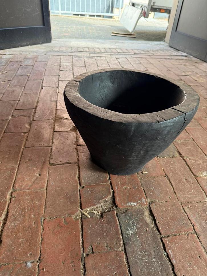Houten Bloempot / Plantenbak - Zwart, Tuin en Terras, Bloempotten, Gebruikt, Overige materialen, Binnen, Minder dan 40 cm, Minder dan 25 cm