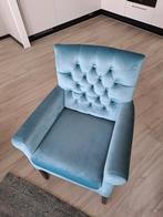 Stoel in blauwe velvet stof, Huis en Inrichting, Stoelen, Ophalen, Blauw, Zo goed als nieuw, Eén