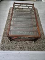 Salontafel van kersenhout met glasplaat, Ophalen, Gebruikt, 100 tot 150 cm, 50 tot 100 cm