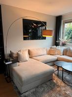 Booglamp XL incl. dubbele taupe lampenkap, Huis en Inrichting, Lampen | Vloerlampen, Ophalen, Zo goed als nieuw, Metaal, 200 cm of meer