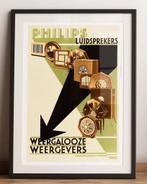 PHILIPS Luidsprekers radio Vintage Reclame poster, Ophalen of Verzenden, Nieuw, Overige typen