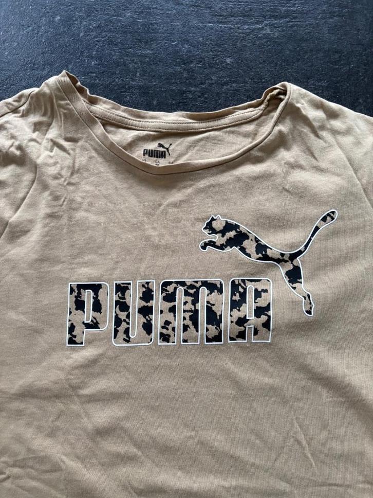 Puma T-shirt Leopard maat XL 40/42, Kleding | Dames, T-shirts, Zo goed als nieuw, Beige, Korte mouw, Verzenden