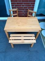 Kindertafel met bankje en stoelen, Ophalen, Zo goed als nieuw, Tafel(s) en Stoel(en)