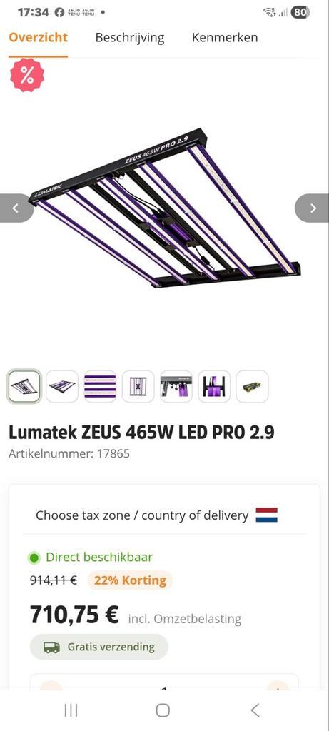 Kweekspullen 2 x lumatek Zeus 465 watt pro 2.9  led, Tuin en Terras, Kweekspullen, Kweeklamp, Ophalen of Verzenden