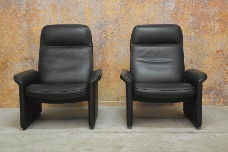 ZGANieuw! zwarte leren De Sede DS 50 design fauteuil, Huis en Inrichting, Fauteuils, Zo goed als nieuw, Leer, Metaal, 75 tot 100 cm