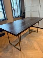 Tafel Loods 5 hout messing, Huis en Inrichting, Ophalen, 50 tot 100 cm, Zo goed als nieuw, Vijf personen of meer