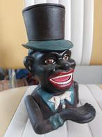 Vintage zware gietijzeren bewegende Jolly spaarpot, Ophalen of Verzenden