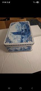 Vintage Koekjesblik met Delfts Blauw Motief, Ophalen of Verzenden