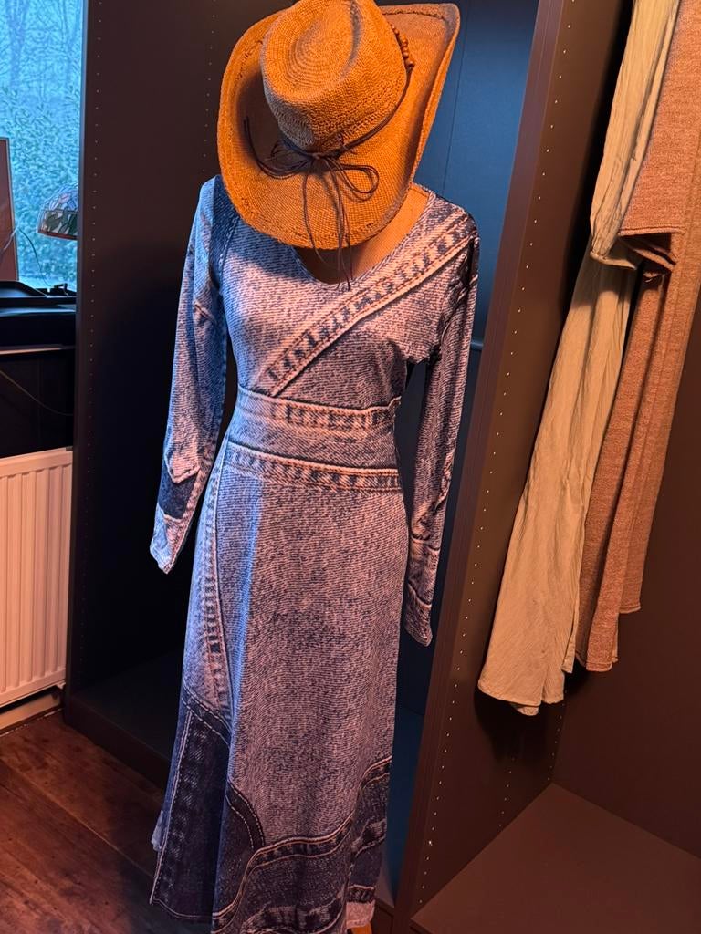 Soepel vallende jurk met jeans print, Ophalen, Nieuw, Maat 36 (S), Blauw