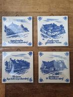 4 Antieke blauw-wit tegeltjes typische boerderijen, Antiek en Kunst, Ophalen