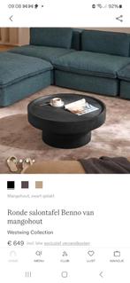 Zwart ronde salontafel Benno van mangohout, Ophalen, 50 tot 100 cm, Rond, 50 tot 100 cm