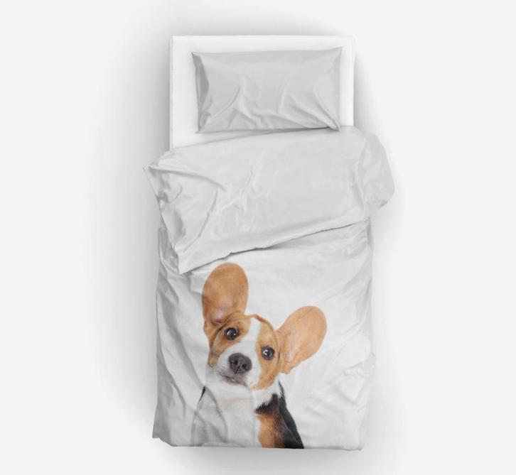 Essara dekbedovertrek Beagle 1 persoons nieuw, Huis en Inrichting, Slaapkamer | Beddengoed, Nieuw, Dekbedovertrek, Eenpersoons