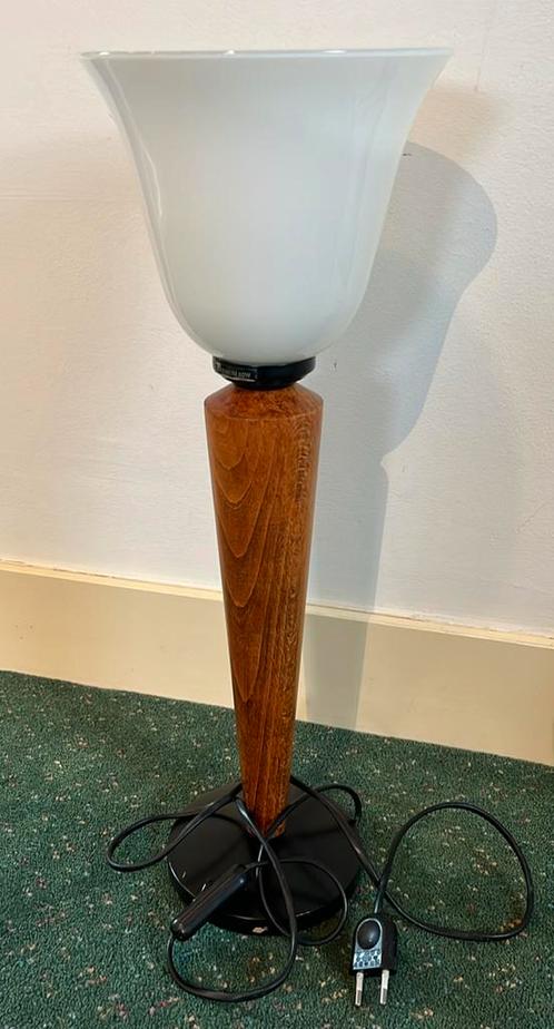 Art deco lamp vintage, Huis en Inrichting, Lampen | Tafellampen, Gebruikt, 50 tot 75 cm, Glas, Hout, Ophalen