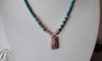 Ketting Turkoois Echte Parels Kostbare Rhodochrosiet Zilver, Ophalen, Nieuw, Steen of Mineraal, Roze