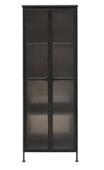 PTMD collection metalen vitrinekast donker grijs, 50 tot 100 cm, 25 tot 50 cm, Industrieel, 150 tot 200 cm