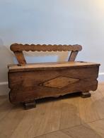 Houten klepbankje., Ophalen