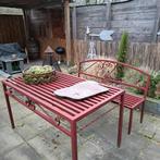 Tuintafel en bankje, Tuin en Terras, Tuintafels, Ophalen, Gebruikt, Rechthoekig, Metaal