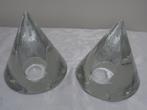 Retro kandelaars glas kegelvorm waxinelicht houders piramide, Ophalen of Verzenden, Huis en Inrichting