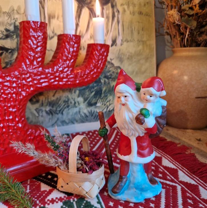 Zweedse Kerstkabouter Tomte met Kindje, Diversen, Kerst, Gebruikt, Ophalen of Verzenden