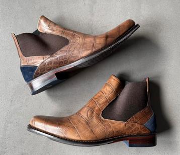 Floris van Bommel Chelsea boots d.bruin kroko mt 7 wijdte H beschikbaar voor biedingen
