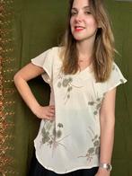 Vintage top / shirt - crème - viscose- 38/M, Gedragen, Beige, Maat 38/40 (M), Vintage