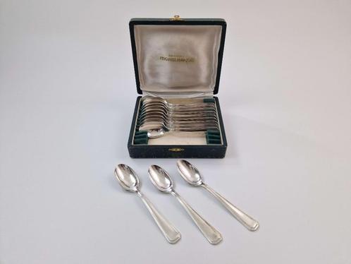 12 antieke verzilverde lepels – Frionnet & Francois, Parijs, Antiek en Kunst, Antiek | Goud en Zilver, Zilver, Verzenden