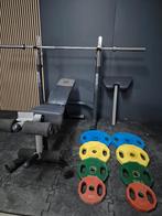 Complete homegym met 120kg olympische halterset, Ophalen, Zo goed als nieuw, Benen, Halterset