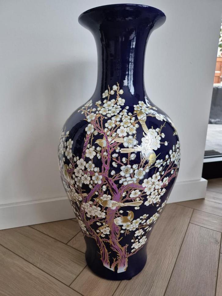 Grote XXL vaas diep donkerblauw van Bloemen van Cornelis!, Huis en Inrichting, Woonaccessoires | Vazen, Zo goed als nieuw, Blauw
