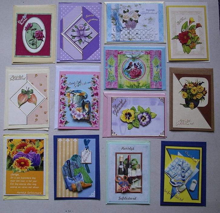 Set van 25x zelfgemaakte wenskaarten diverse tekst (B), Hobby en Vrije tijd, Kaarten | Zelfgemaakt, Nieuw, Overige thema's, Verzenden