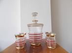 Art Deco Likeurset Boheems, rood/gesatineerd, Antiek en Kunst, Antiek | Glas en Kristal, Ophalen of Verzenden