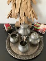 Tinnen thee setje met prachtig dienblad, Ophalen of Verzenden