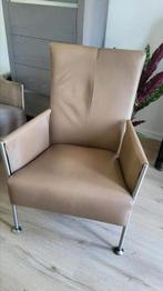 Stoel leer taupe, Huis en Inrichting, Ophalen, Overige kleuren, Leer, Zo goed als nieuw